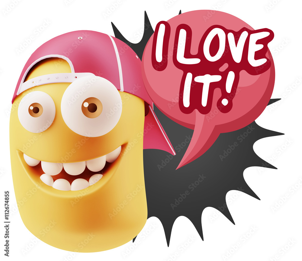Obraz premium 3d Rendering Smile Character Emoticon Expression saying I Love I