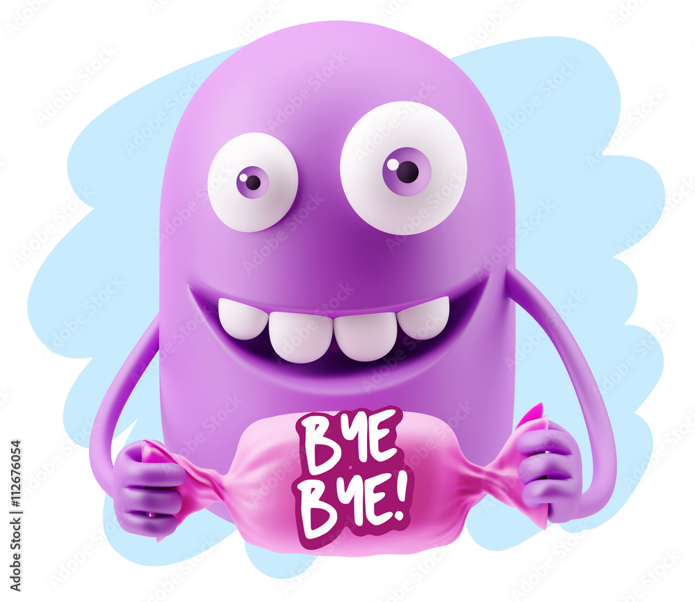 3d Rendering Smile Character Emoticon Expression saying Bye Bye 3d Rendering Smile Character Emoticon Expression saying Bye Bye