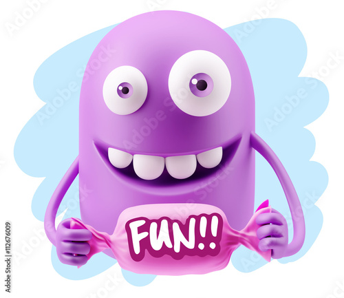 3d Illustration Laughing Character Emoji Expression saying Fun w