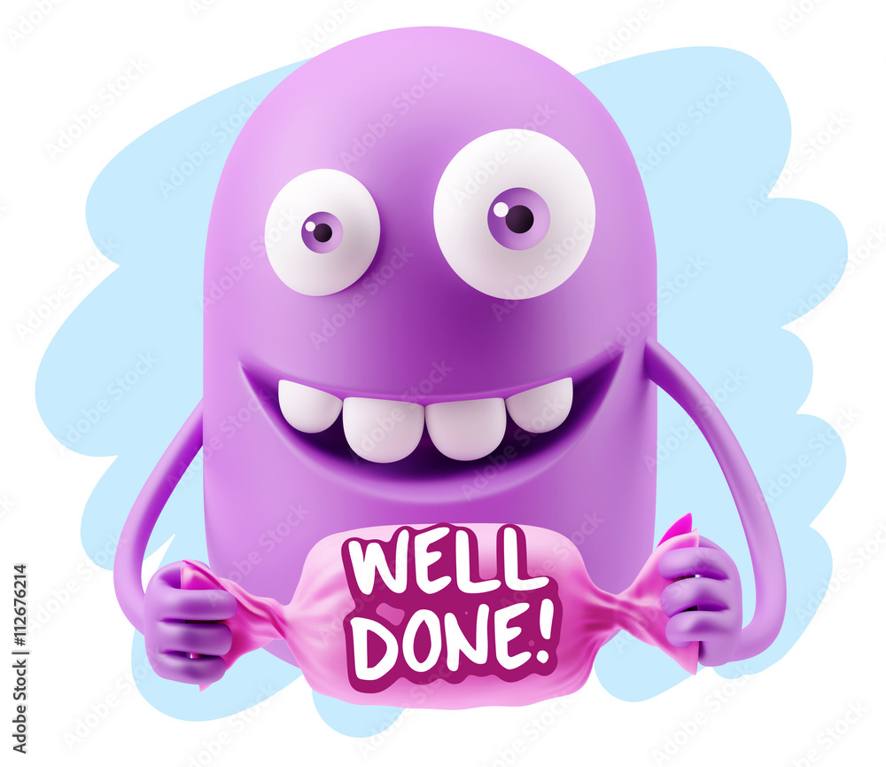 3d Rendering Smile Character Emoticon Expression saying Well Don 3d Rendering Smile Character Emoticon Expression saying Well Don