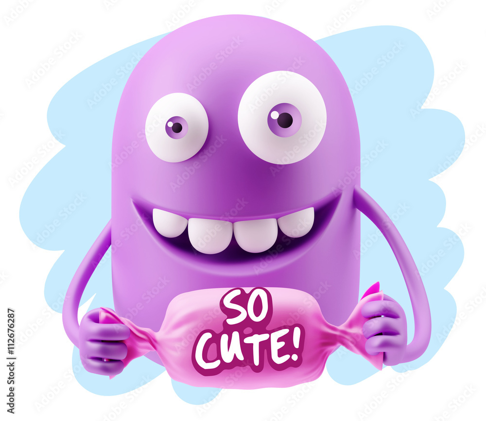 3d Illustration Laughing Character Emoji Expression saying So Cu