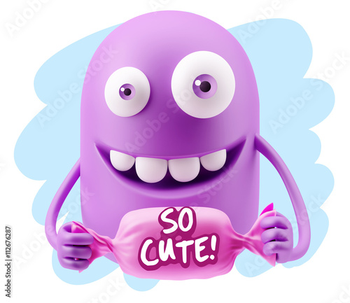 3d Illustration Laughing Character Emoji Expression saying So Cu