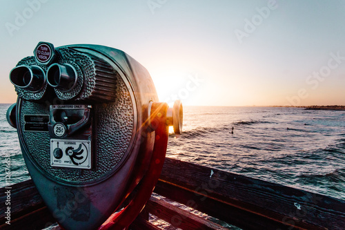 Coin operated binoculars and ocean photo