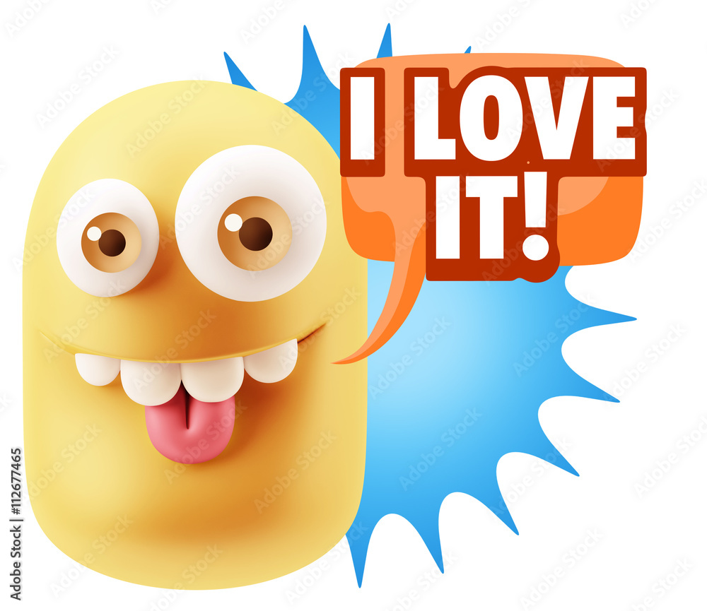 3d Rendering Smile Character Emoticon Expression saying I Love I 3d Rendering Smile Character Emoticon Expression saying I Love I