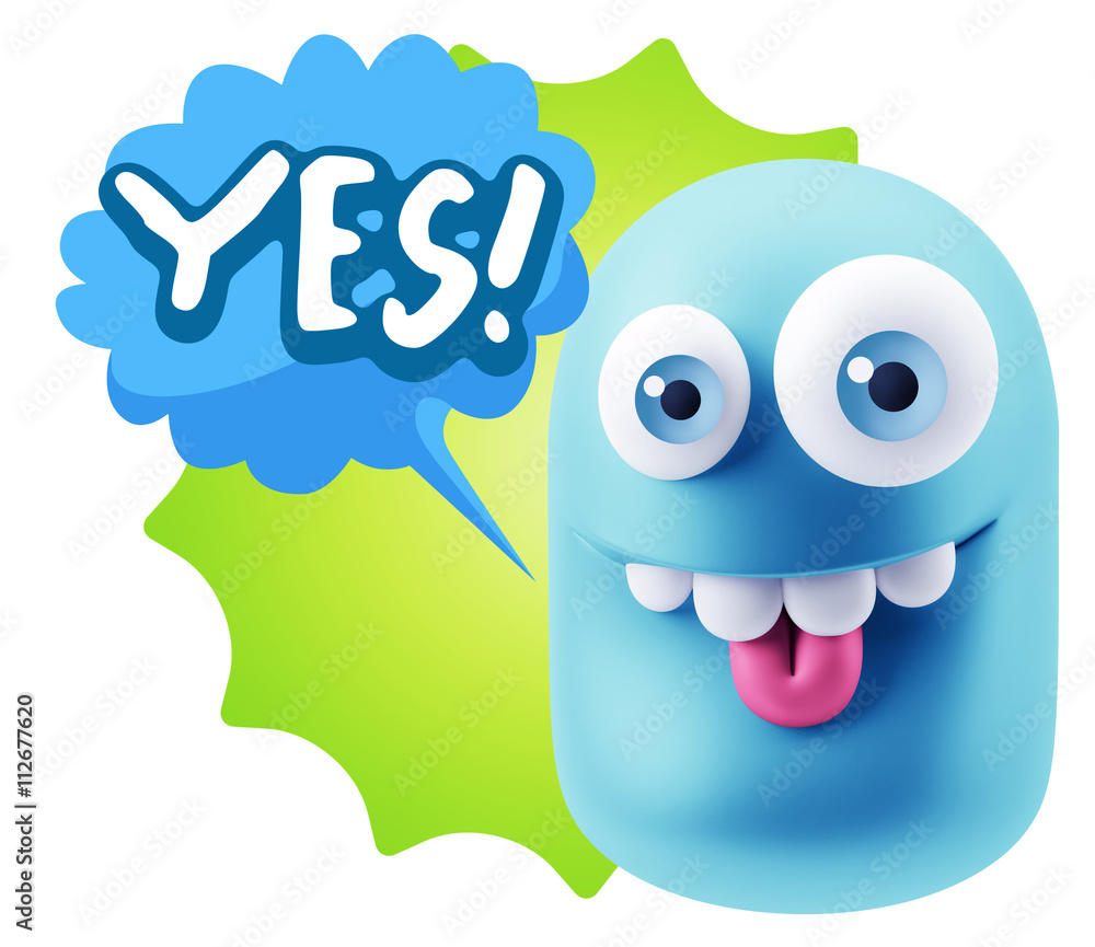 3d Rendering Smile Character Emoticon Expression saying Yes with 3d Rendering Smile Character Emoticon Expression saying Yes with