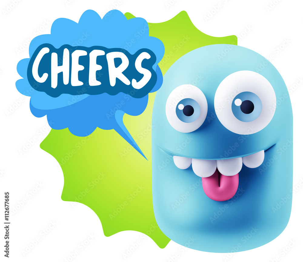 3d Rendering Smile Character Emoticon Expression saying Cheers w 3d Rendering Smile Character Emoticon Expression saying Cheers w