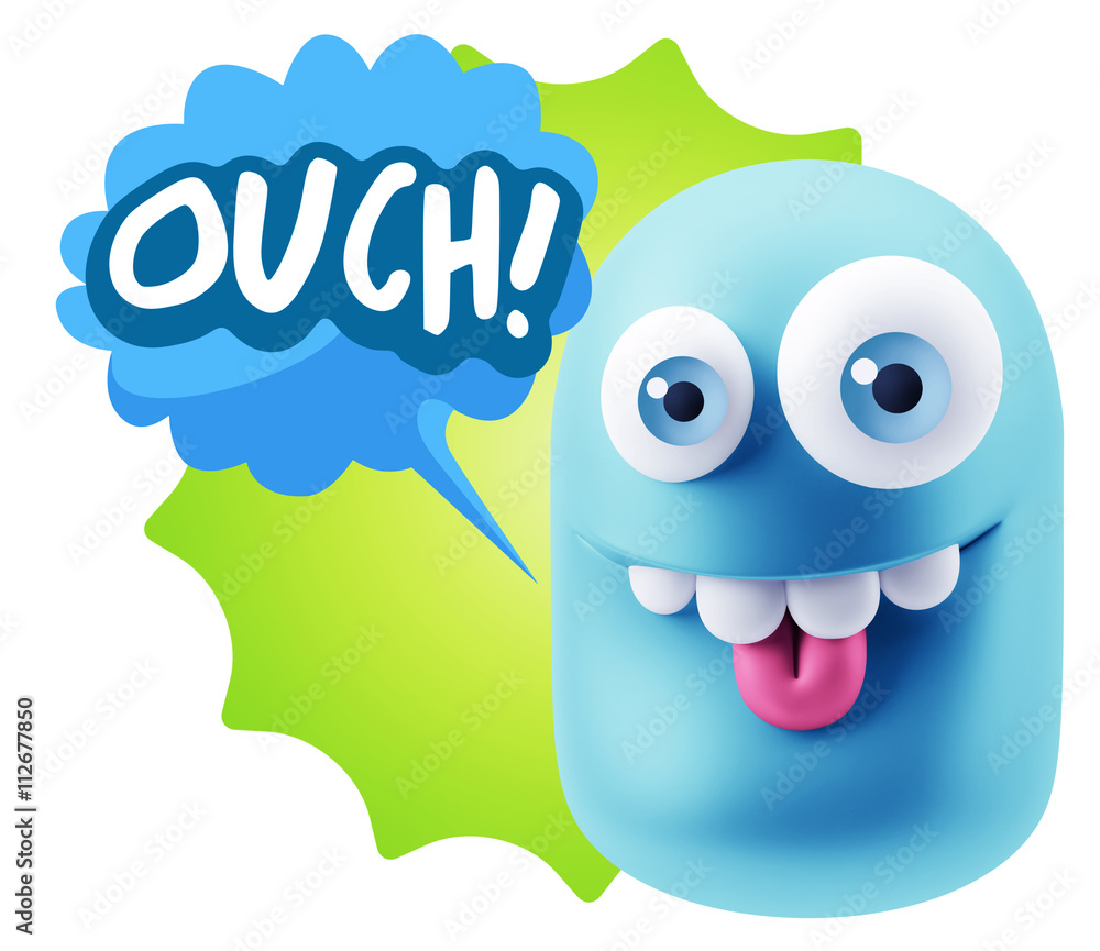 3d Illustration Laughing Character Emoji Expression saying Ouch 3d Illustration Laughing Character Emoji Expression saying Ouch