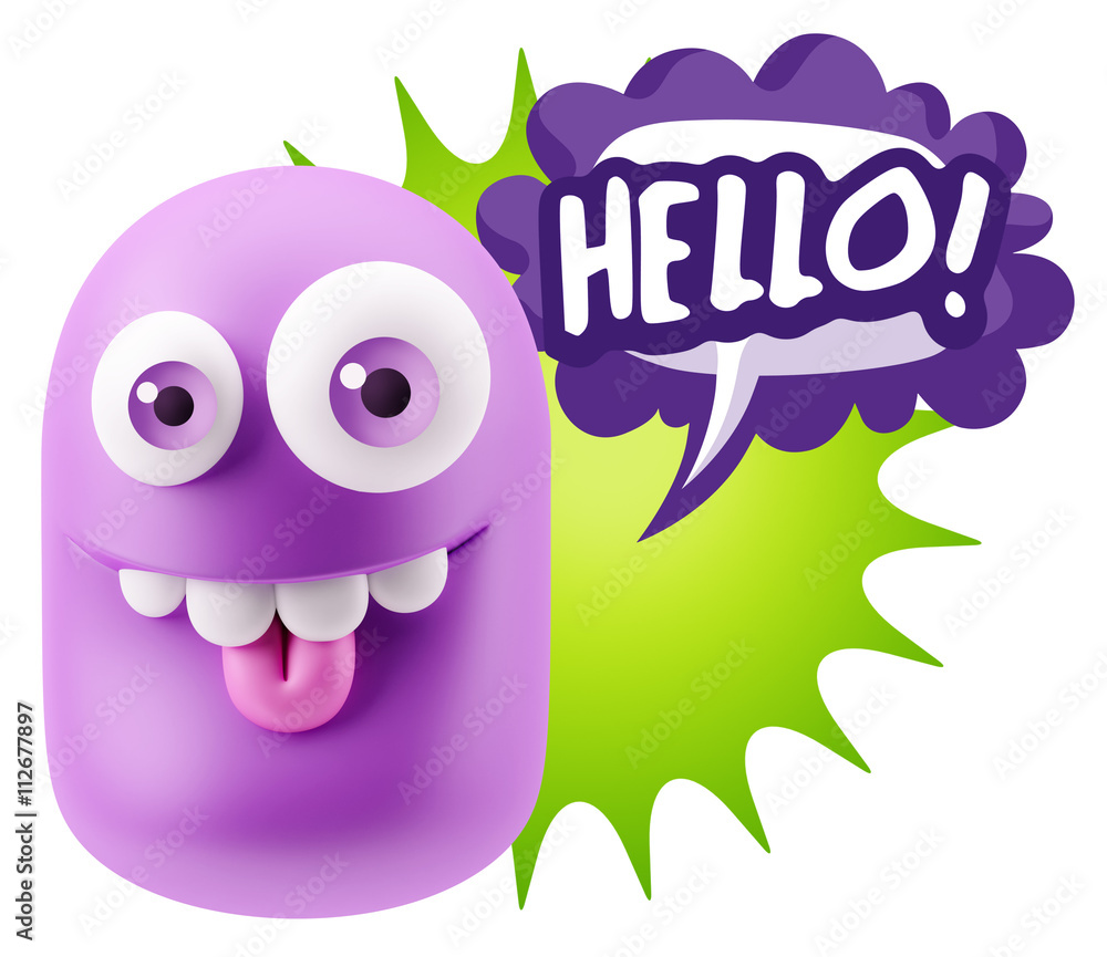 3d Rendering Smile Character Emoticon Expression saying Hello wi 3d Rendering Smile Character Emoticon Expression saying Hello wi