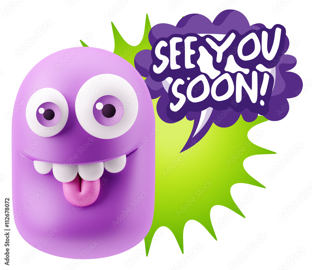 3d Rendering Smile Character Emoticon Expression saying See You 3d Rendering Smile Character Emoticon Expression saying See You