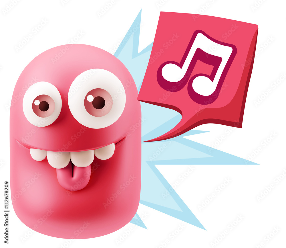 3d Rendering Smile Character Emoticon Expression saying Music No 3d Rendering Smile Character Emoticon Expression saying Music No
