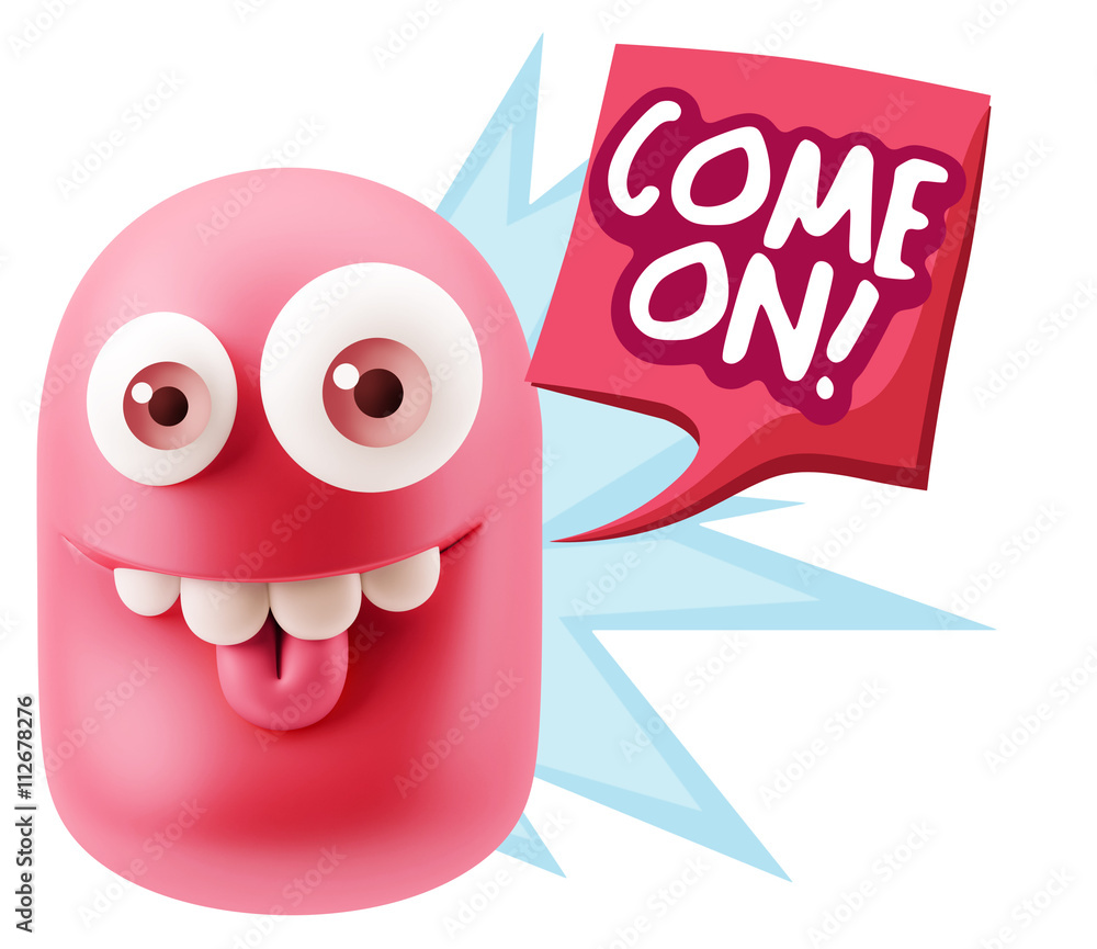3d Illustration Laughing Character Emoji Expression saying Come 3d Illustration Laughing Character Emoji Expression saying Come