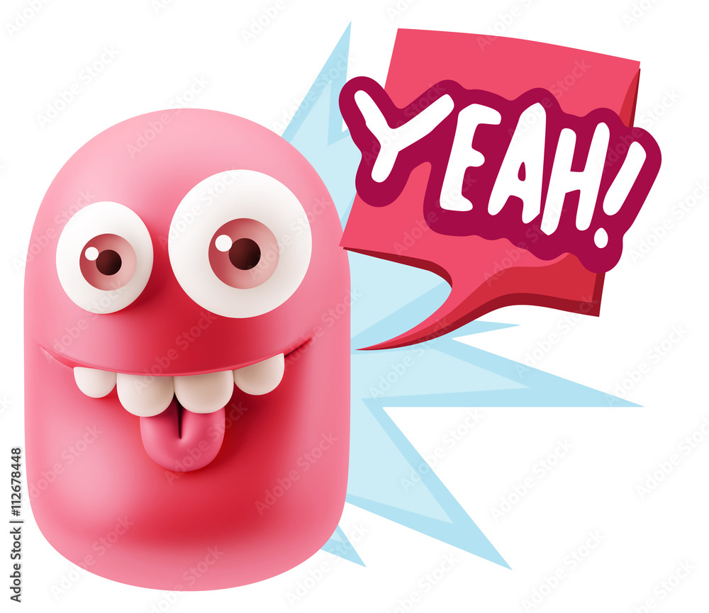 3d Illustration Laughing Character Emoji Expression saying Yeah 3d Illustration Laughing Character Emoji Expression saying Yeah