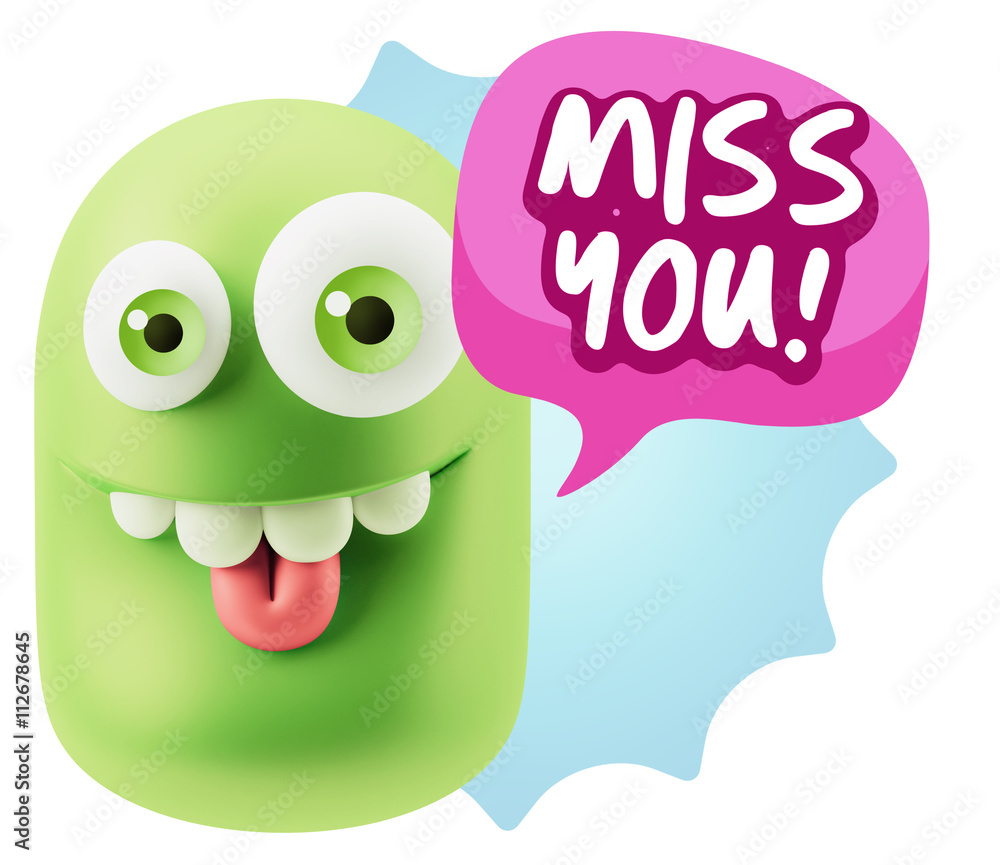 Obraz premium 3d Illustration Laughing Character Emoji Expression saying Miss