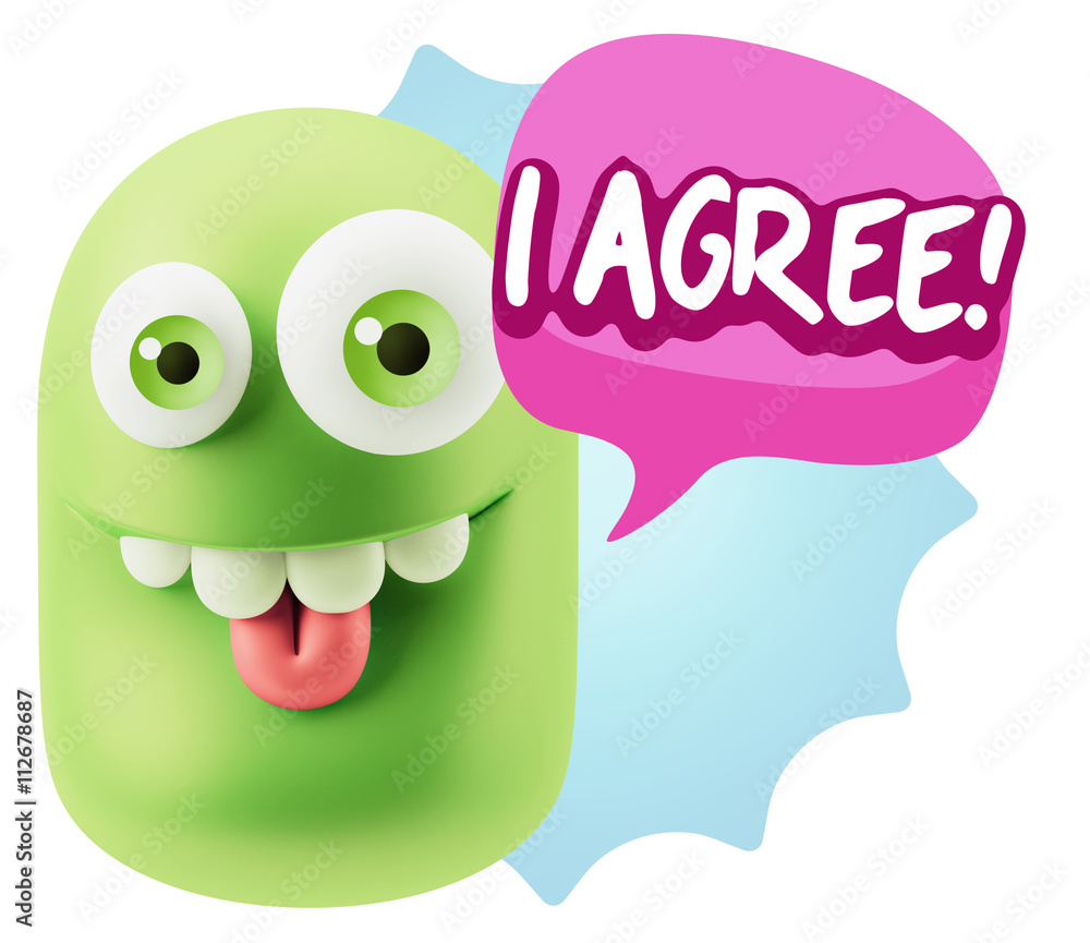 3d Illustration Laughing Character Emoji Expression saying I Agr 3d Illustration Laughing Character Emoji Expression saying I Agr