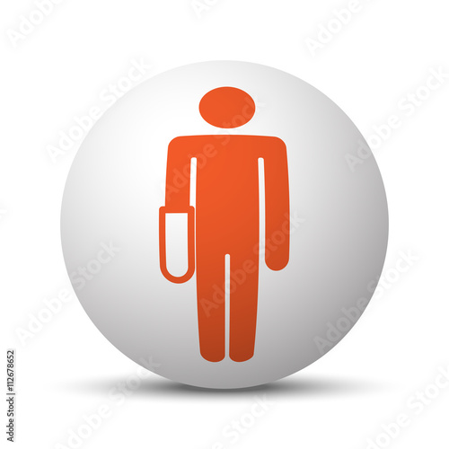 Orange Hand icon on white ball