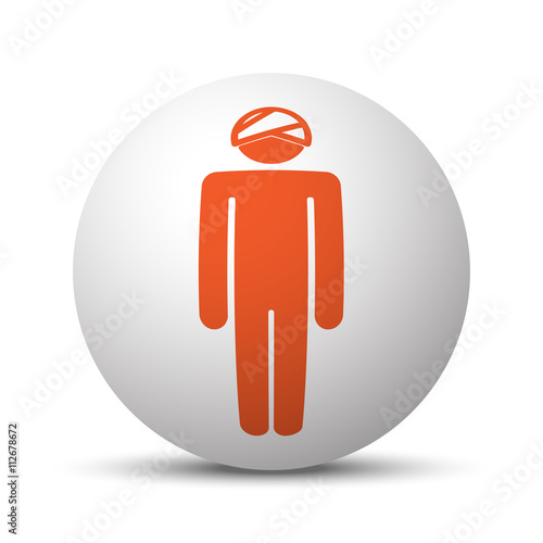 Orange Head icon on white ball