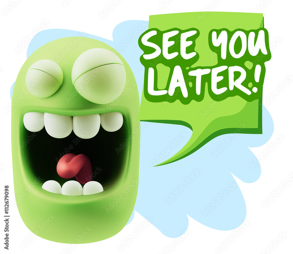 3d Illustration Laughing Character Emoji Expression saying See Y 3d Illustration Laughing Character Emoji Expression saying See Y