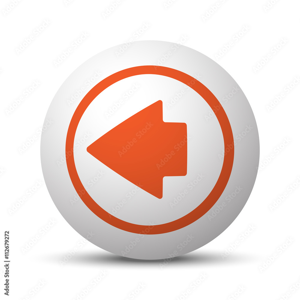 Orange Arrow Left icon on white ball Orange Arrow Left icon on white ball