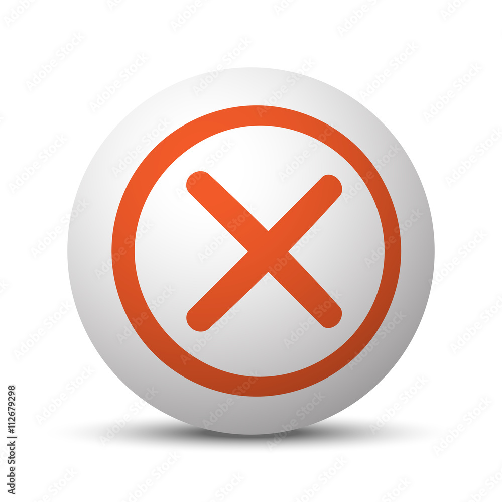 Obraz premium Orange Cancel icon on white ball
