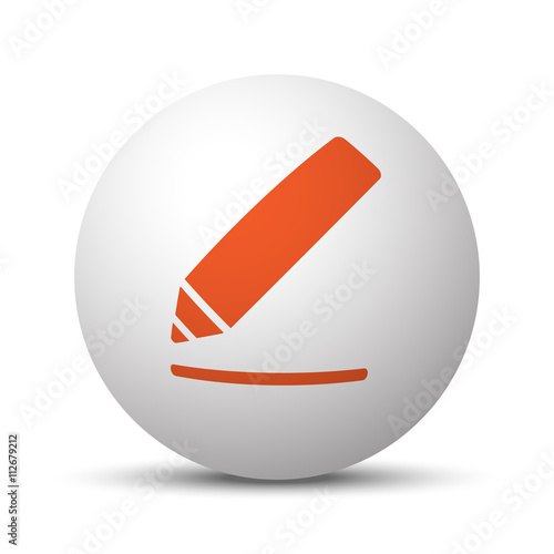 Orange Sign Here icon on white ball