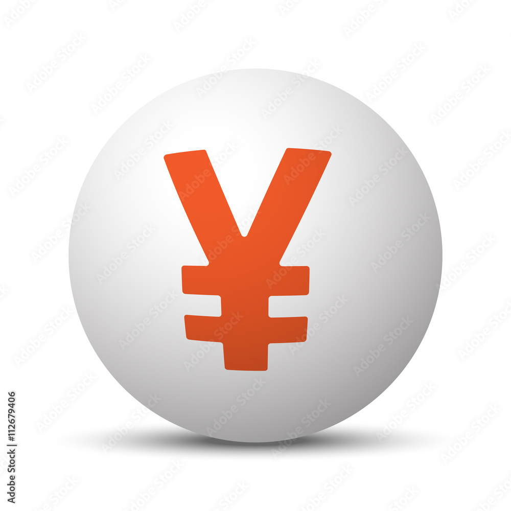 Obraz premium Orange Yen icon on white ball