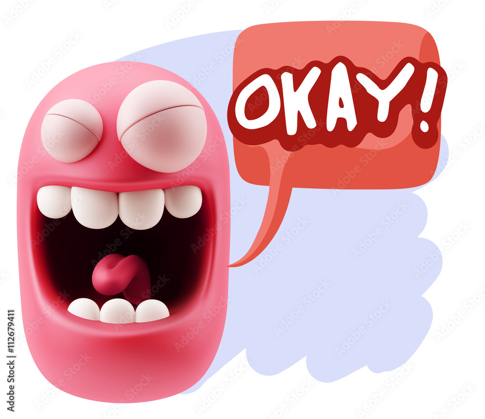 3d Illustration Laughing Character Emoji Expression saying Okay 3d Illustration Laughing Character Emoji Expression saying Okay
