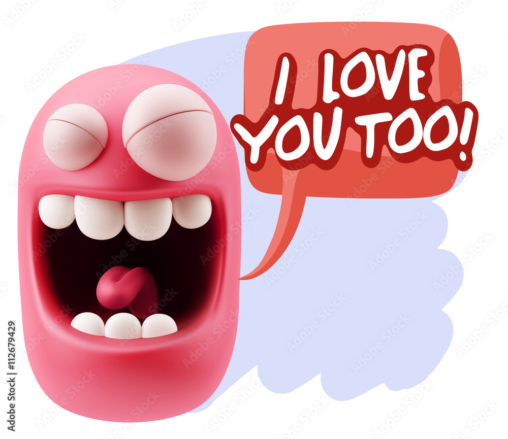 Obraz premium 3d Illustration Laughing Character Emoji Expression saying I Lov