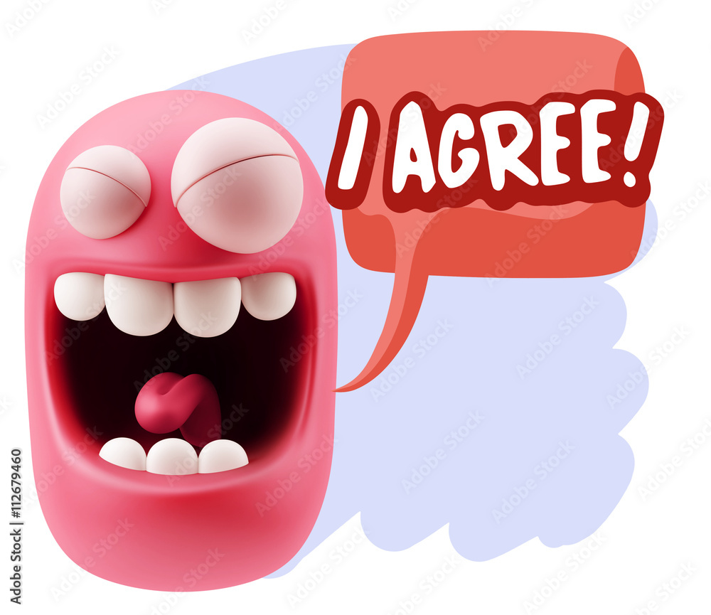 3d Illustration Laughing Character Emoji Expression saying I Agr 3d Illustration Laughing Character Emoji Expression saying I Agr