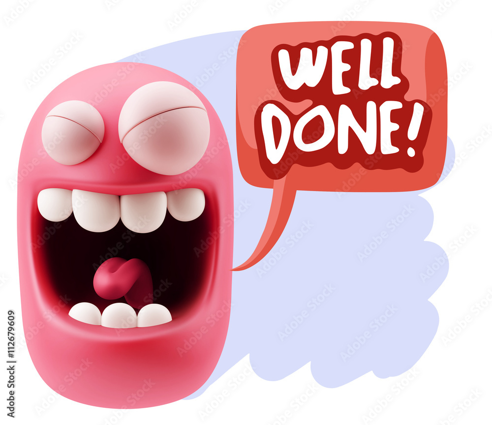 3d Rendering Smile Character Emoticon Expression saying Well Don 3d Rendering Smile Character Emoticon Expression saying Well Don