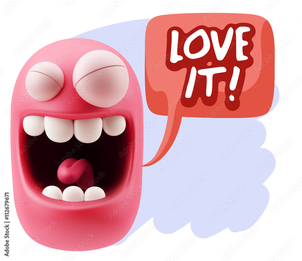 Obraz premium 3d Rendering Smile Character Emoticon Expression saying I Love I