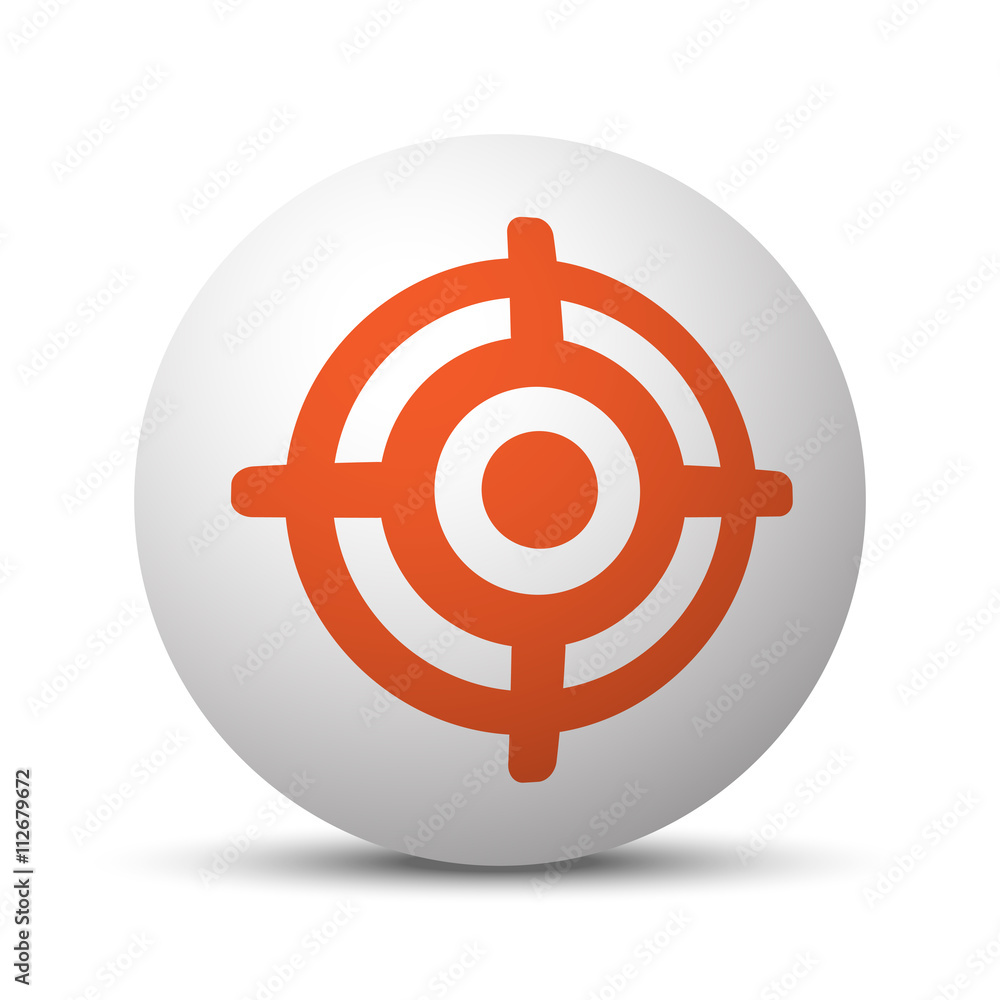 Orange Target icon on white ball Orange Target icon on white ball