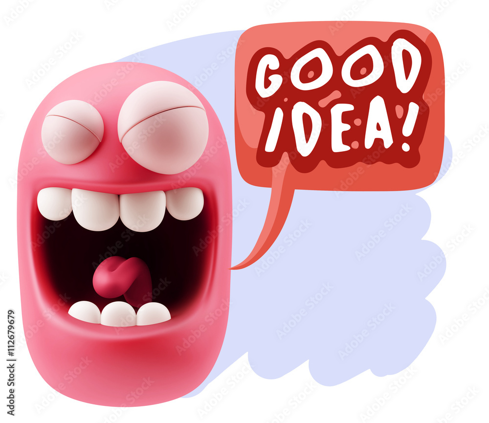 Obraz premium 3d Rendering Smile Character Emoticon Expression saying Good Ide