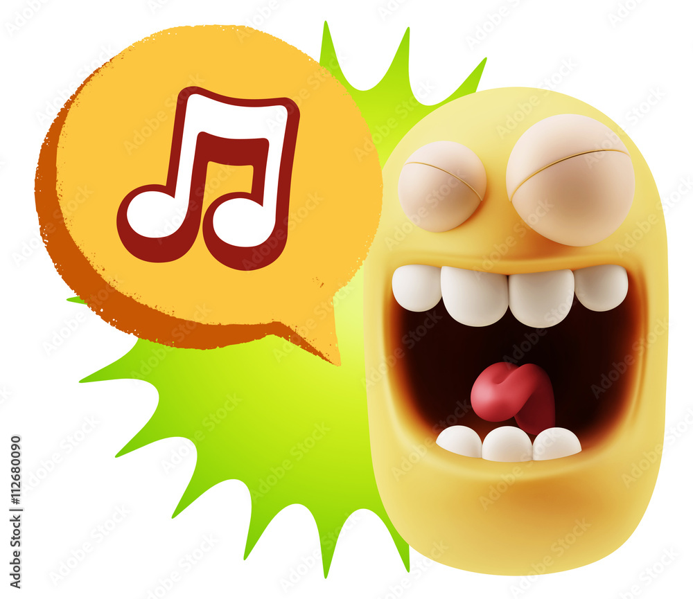 3d Rendering Smile Character Emoticon Expression saying Music No 3d Rendering Smile Character Emoticon Expression saying Music No