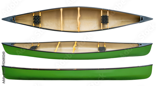 green tandem canoe isolated photo