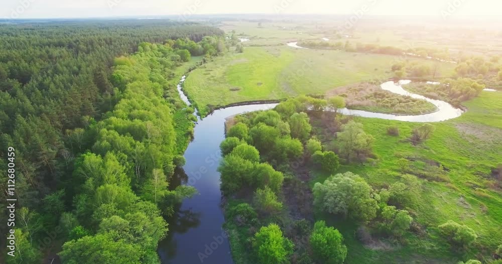 River panorama. 4k Aerial view. River panorama. 4k Aerial view.