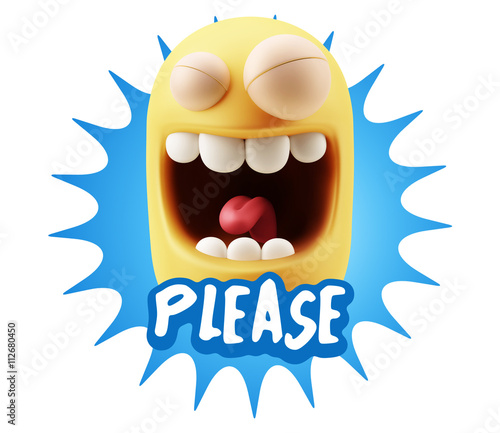 3d Illustration Laughing Character Emoji Expression saying Pleas