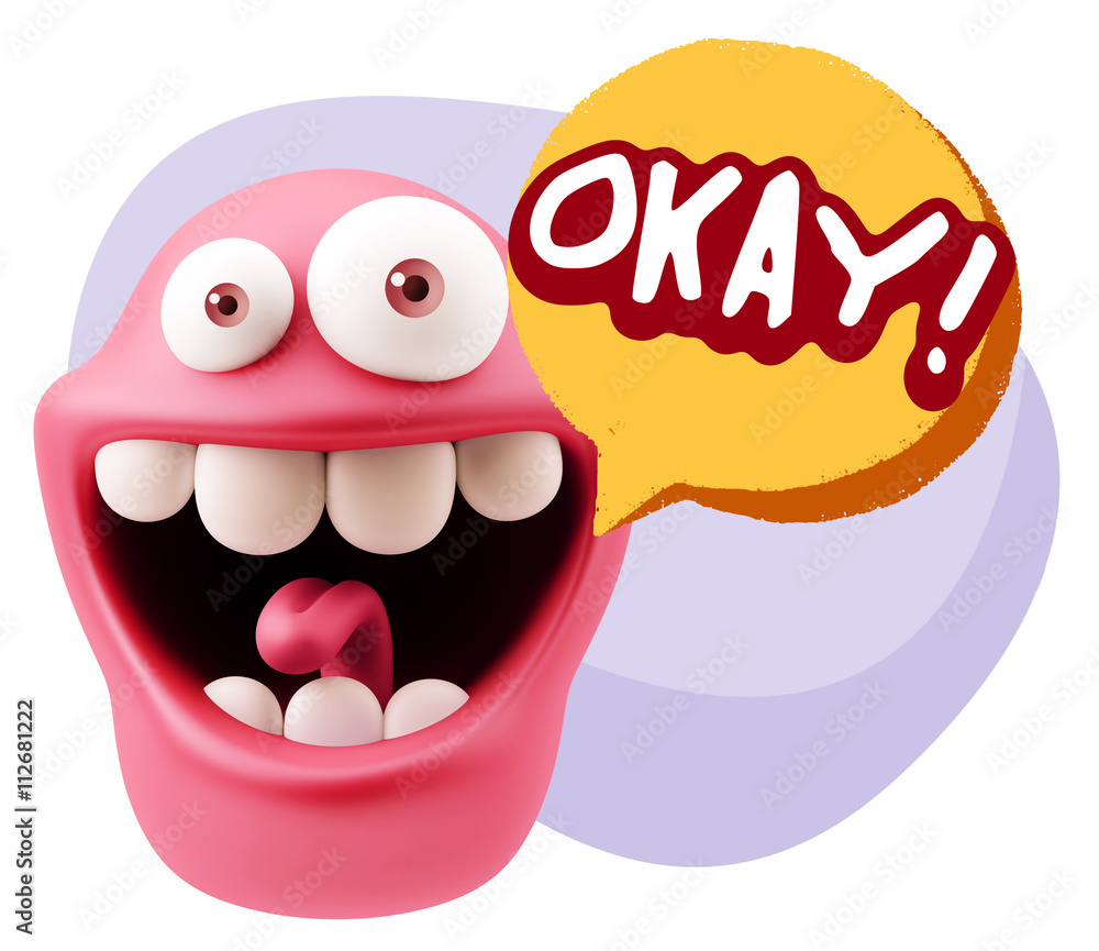 Obraz premium 3d Illustration Laughing Character Emoji Expression saying Okay