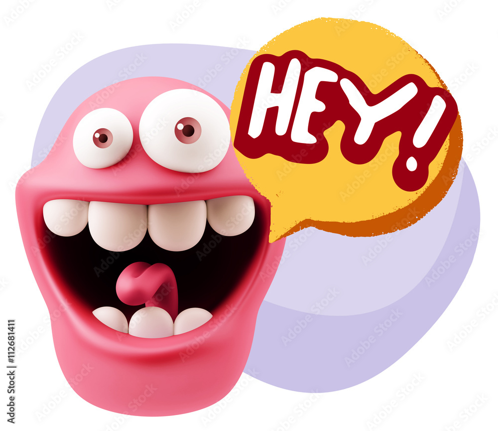 3d Illustration Laughing Character Emoji Expression saying Hey w 3d Illustration Laughing Character Emoji Expression saying Hey w