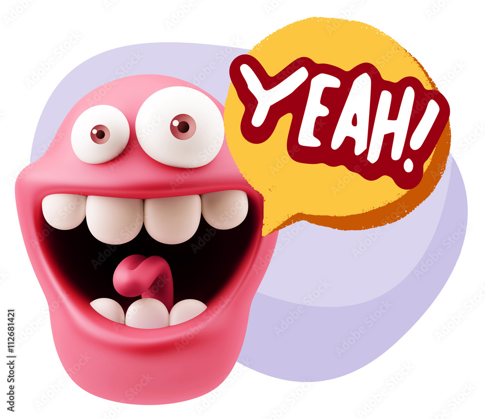3d Illustration Laughing Character Emoji Expression saying Yeah 3d Illustration Laughing Character Emoji Expression saying Yeah