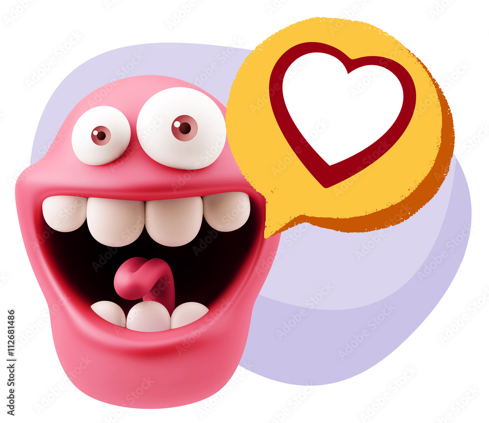 3d Rendering Smile Character Emoticon Expressing Love with a Hea 3d Rendering Smile Character Emoticon Expressing Love with a Hea