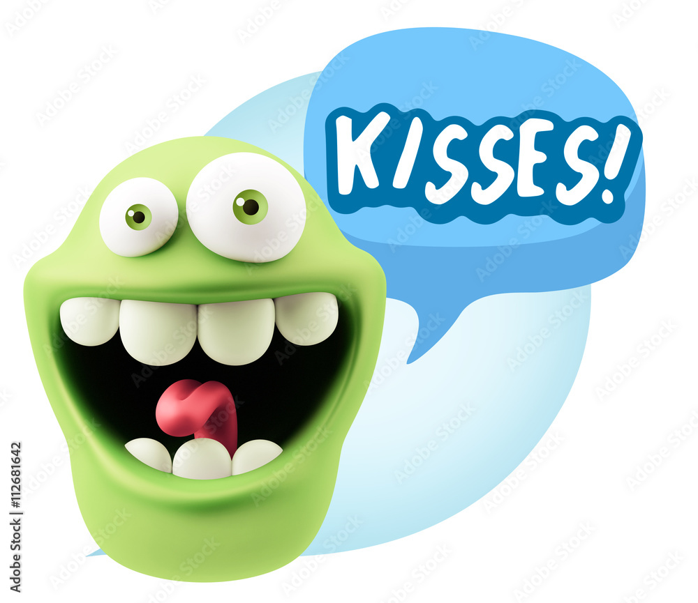 3d Rendering Smile Character Emoticon Expression saying Kisses w 3d Rendering Smile Character Emoticon Expression saying Kisses w