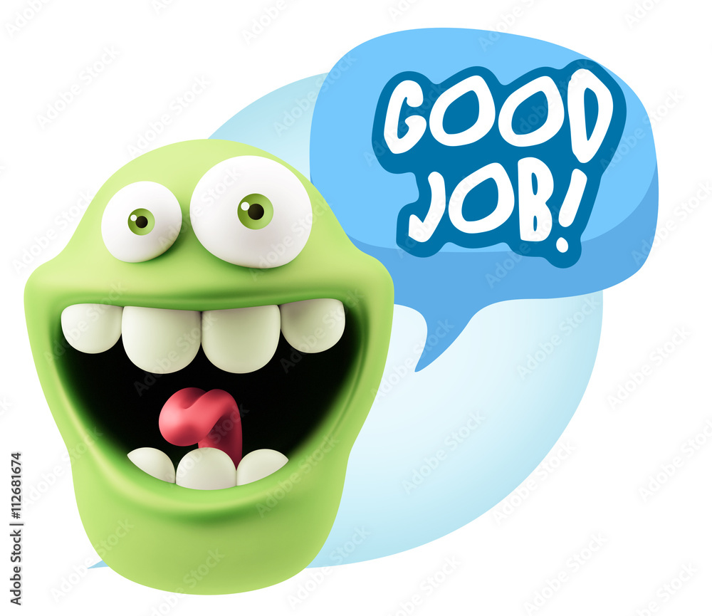 Obraz premium 3d Rendering Smile Character Emoticon Expression saying Good Job