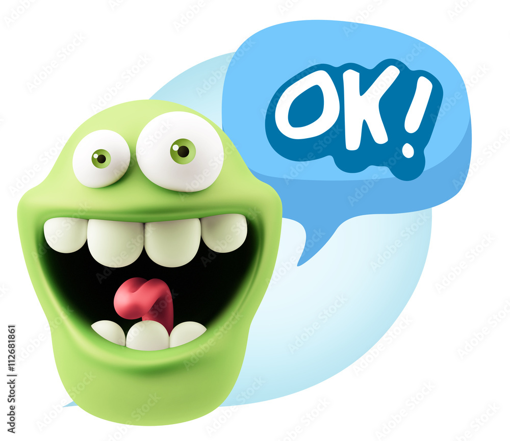 Obraz premium 3d Rendering Smile Character Emoticon Expression saying Ok with