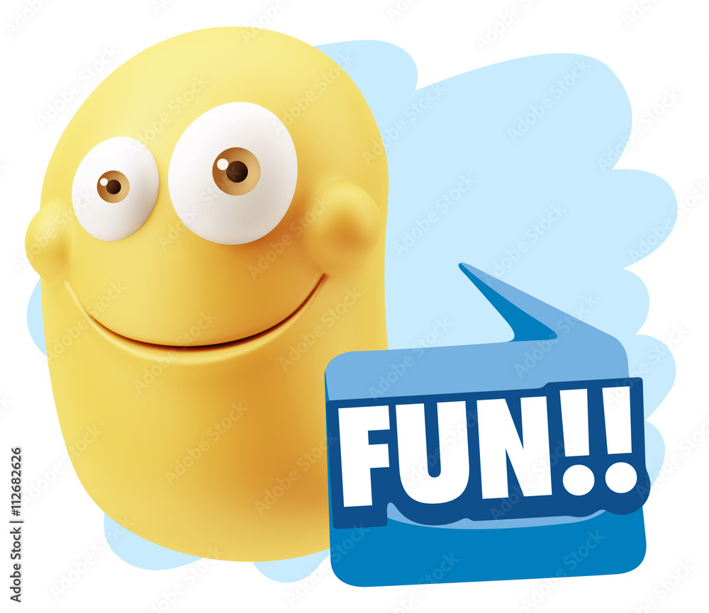 3d Illustration Laughing Character Emoji Expression saying Fun w 3d Illustration Laughing Character Emoji Expression saying Fun w