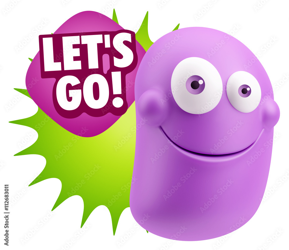 3d Rendering Smile Character Emoticon Expression saying Let'S Go 3d Rendering Smile Character Emoticon Expression saying Let'S Go