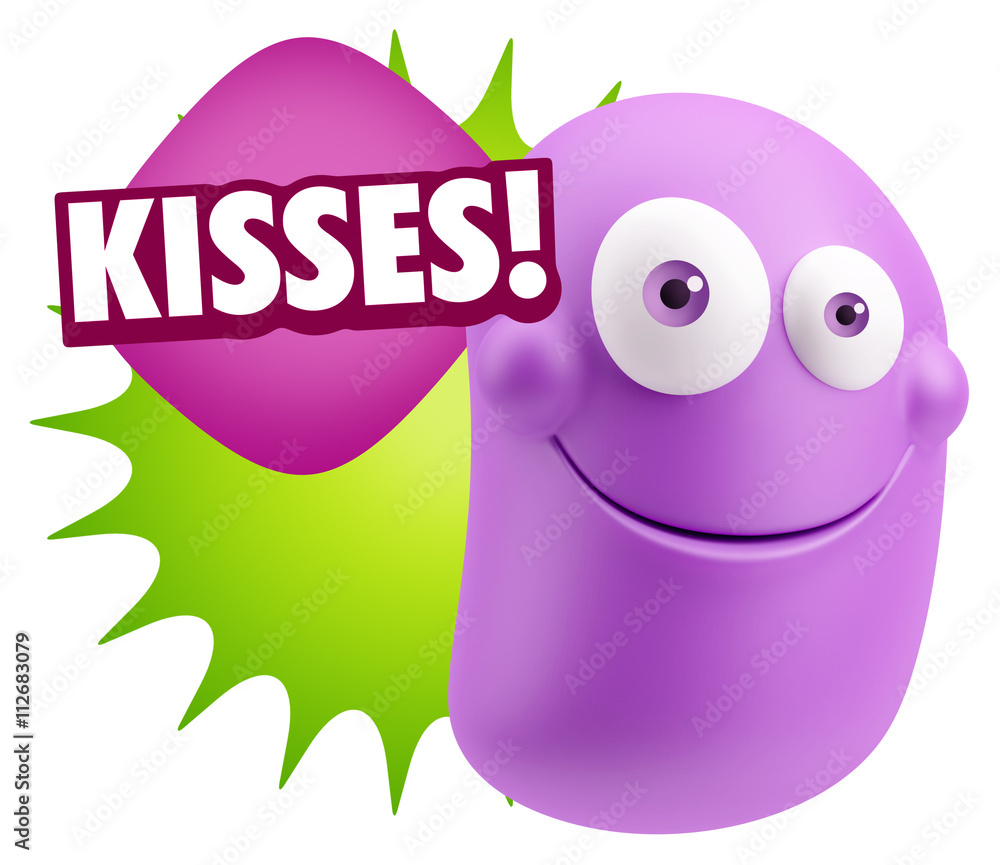 3d Rendering Smile Character Emoticon Expression saying Kisses w 3d Rendering Smile Character Emoticon Expression saying Kisses w