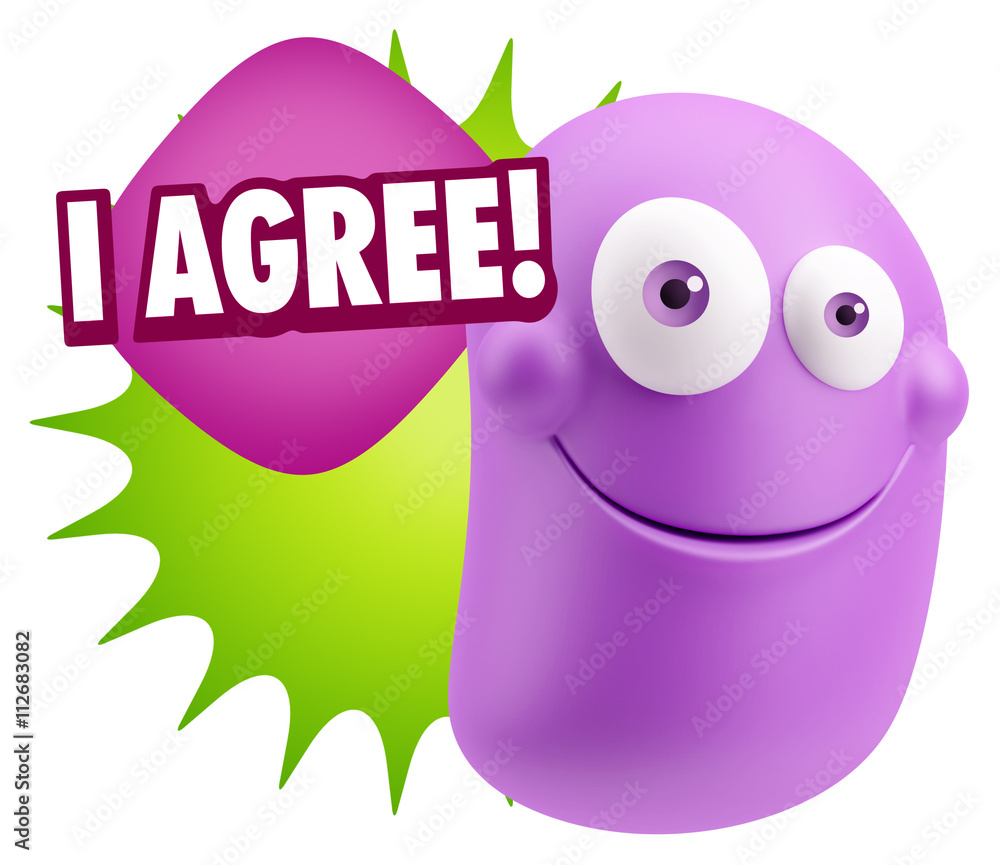 3d Illustration Laughing Character Emoji Expression saying I Agr 3d Illustration Laughing Character Emoji Expression saying I Agr