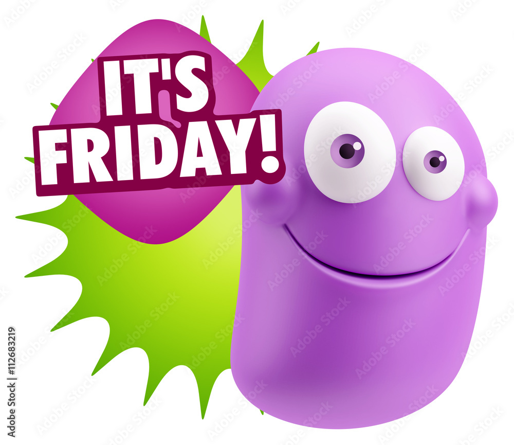 3d Rendering Smile Character Emoticon Expression saying It's Fri 3d Rendering Smile Character Emoticon Expression saying It's Fri