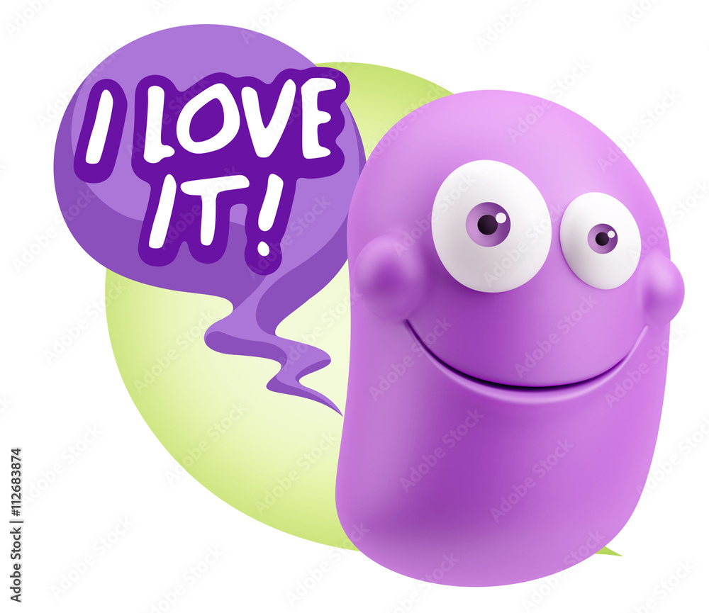 3d Rendering Smile Character Emoticon Expression saying I Love I 3d Rendering Smile Character Emoticon Expression saying I Love I