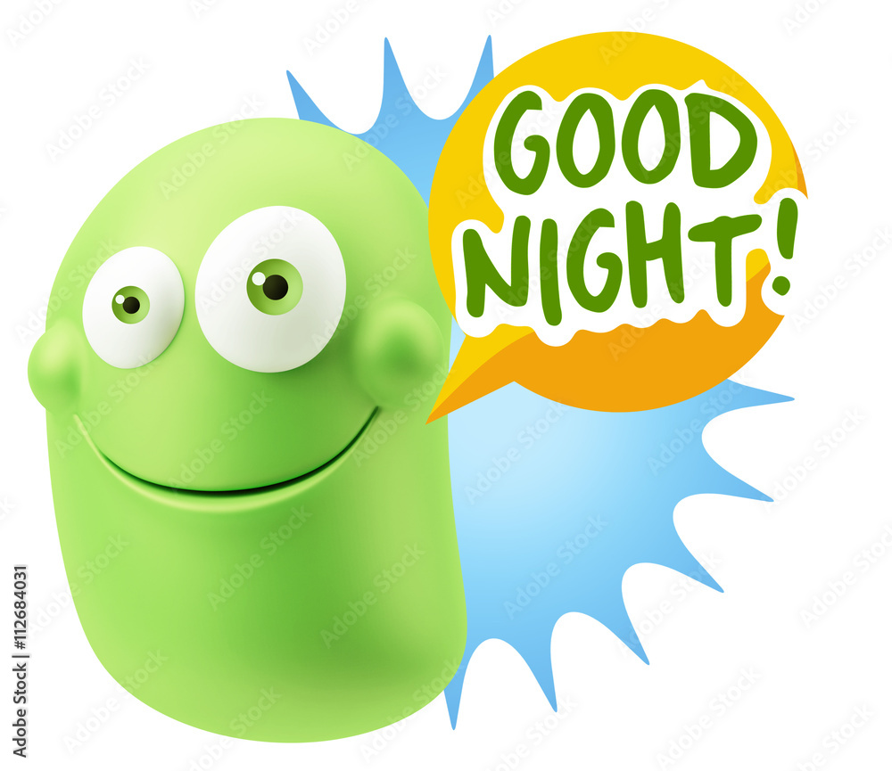 3d Rendering Smile Character Emoticon Expression saying Good Nig 3d Rendering Smile Character Emoticon Expression saying Good Nig